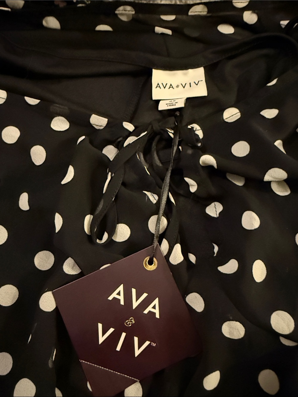 Ava & Viv Black and White Polka Dot Maxi Dress